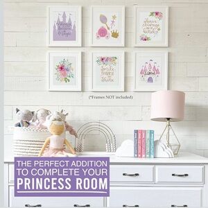 Princess Nursery Wall Art Prints - Pink, Purple, Gold Floral Set 0011